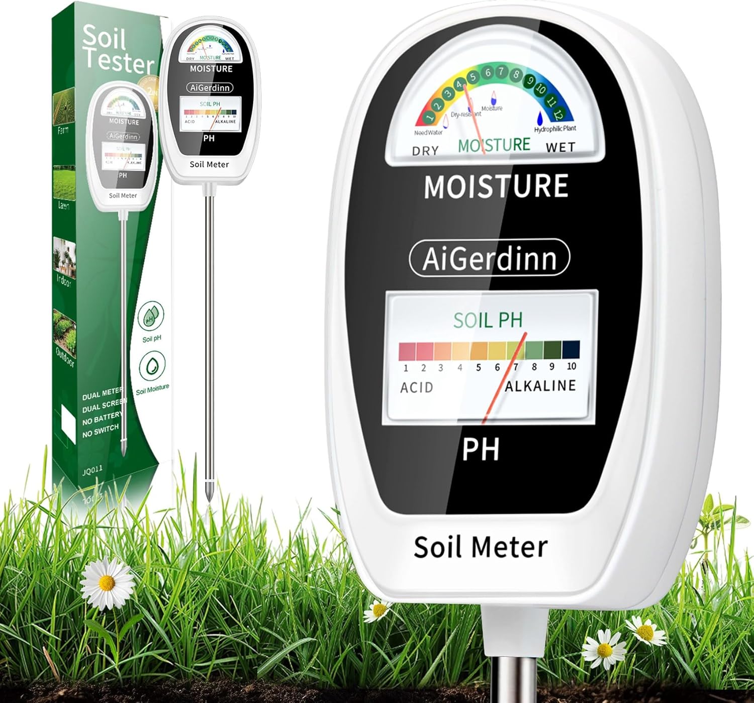 Ph Meter - 2-in-1 Soil Moisture & pH Meter,
