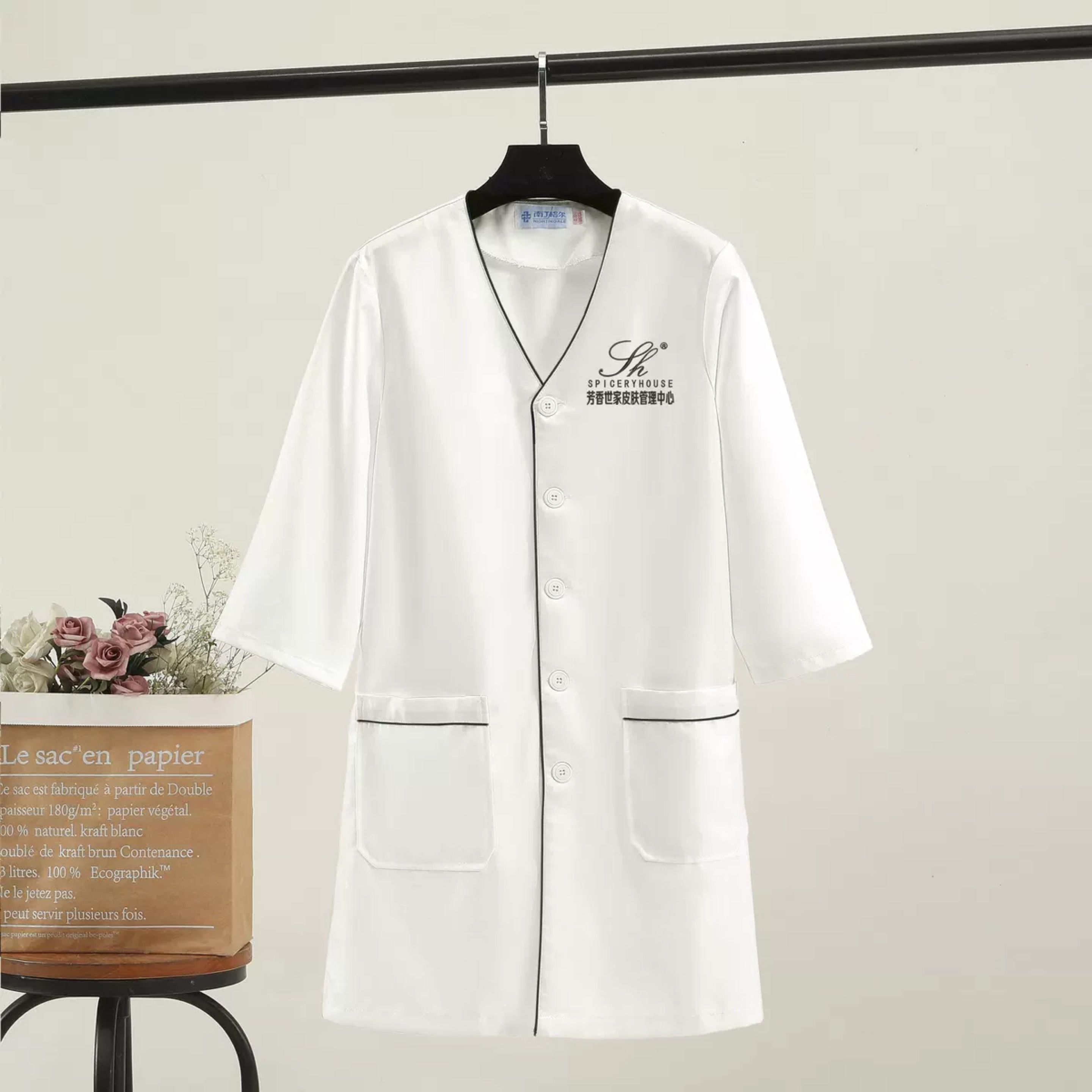 Medical Lab Logo - white plus size Salon grooming clothes