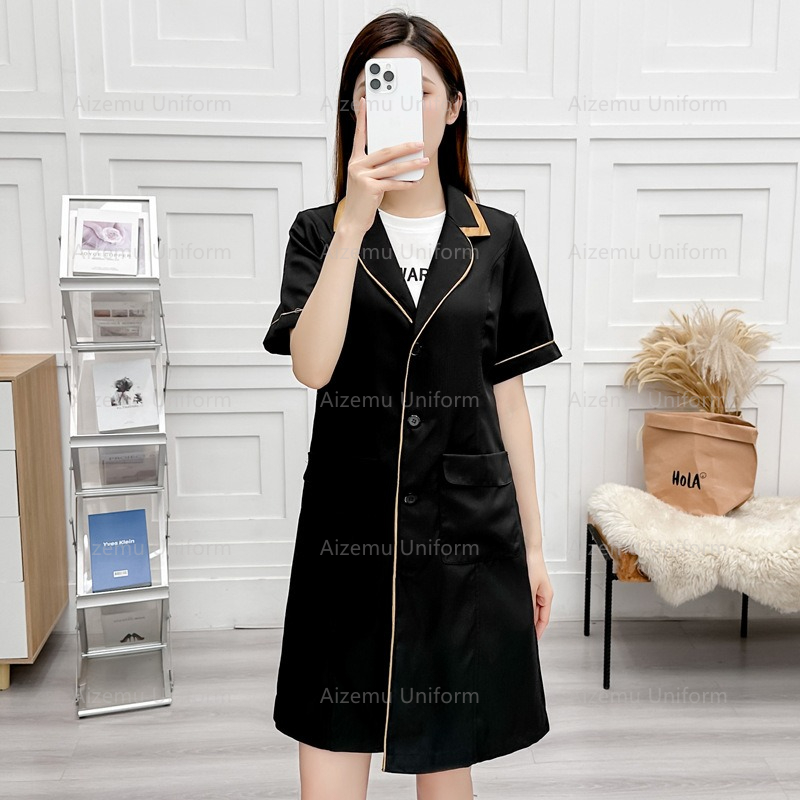 Medical Lab Logo - black beauty uniform with beautician robe