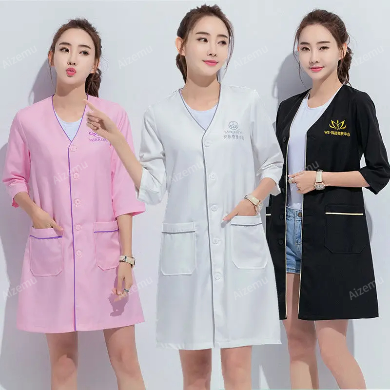 Medical Lab Logo - Black short beauty uniform dress spa
