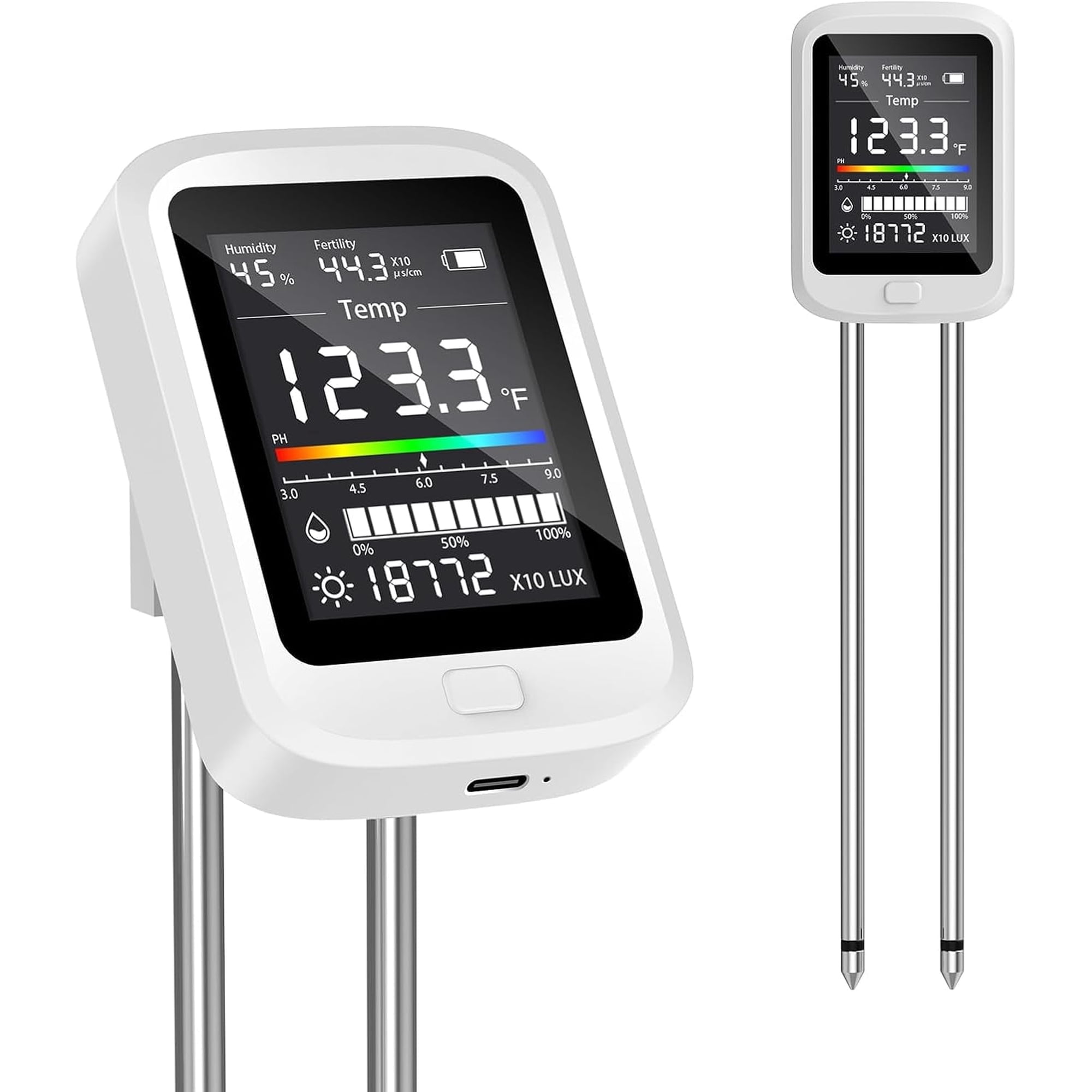 Ph Meter - 6-in-1 Soil PH Tester Double Needle