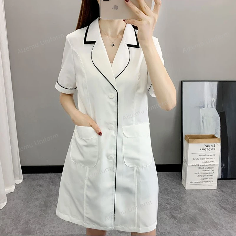 Medical Lab Logo - Women Short Spa Uniforms logo Workwear