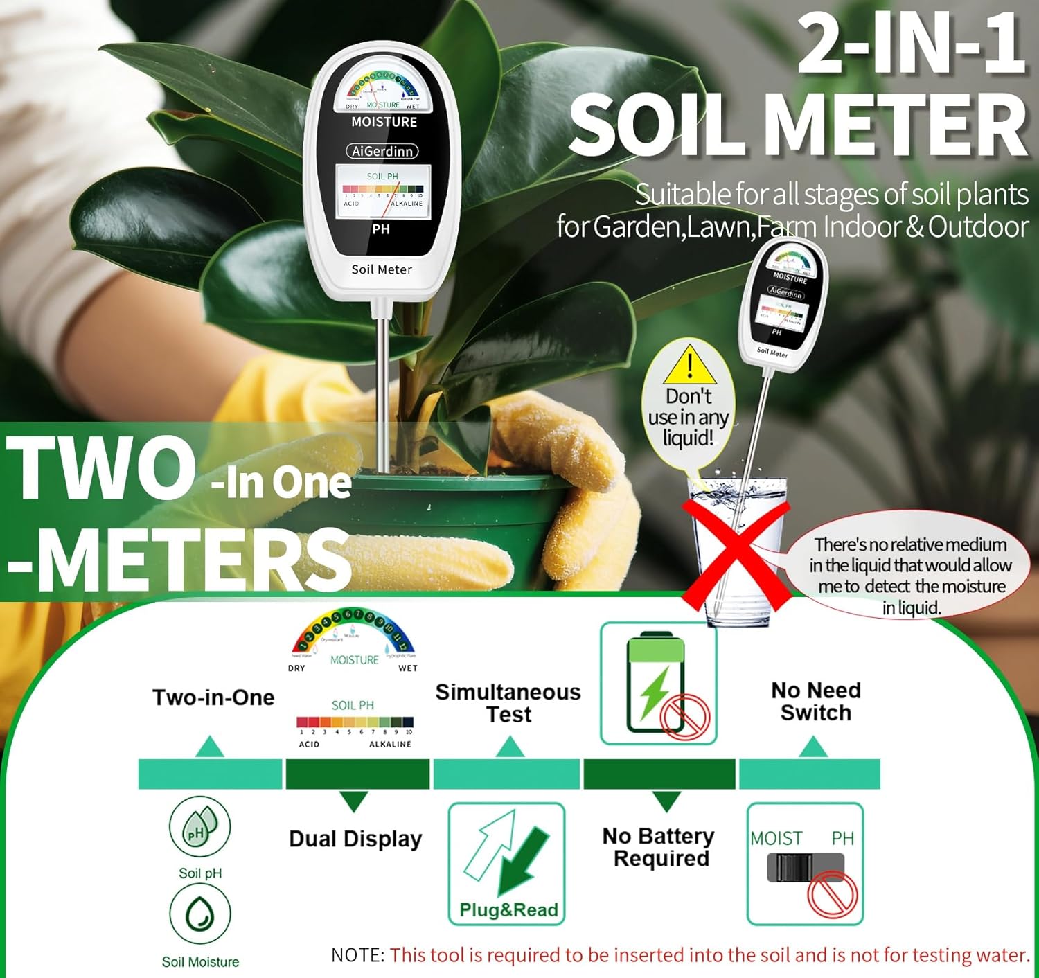 2-in-1 Soil Moisture & pH Mete - Ph Meter recensie en prijs