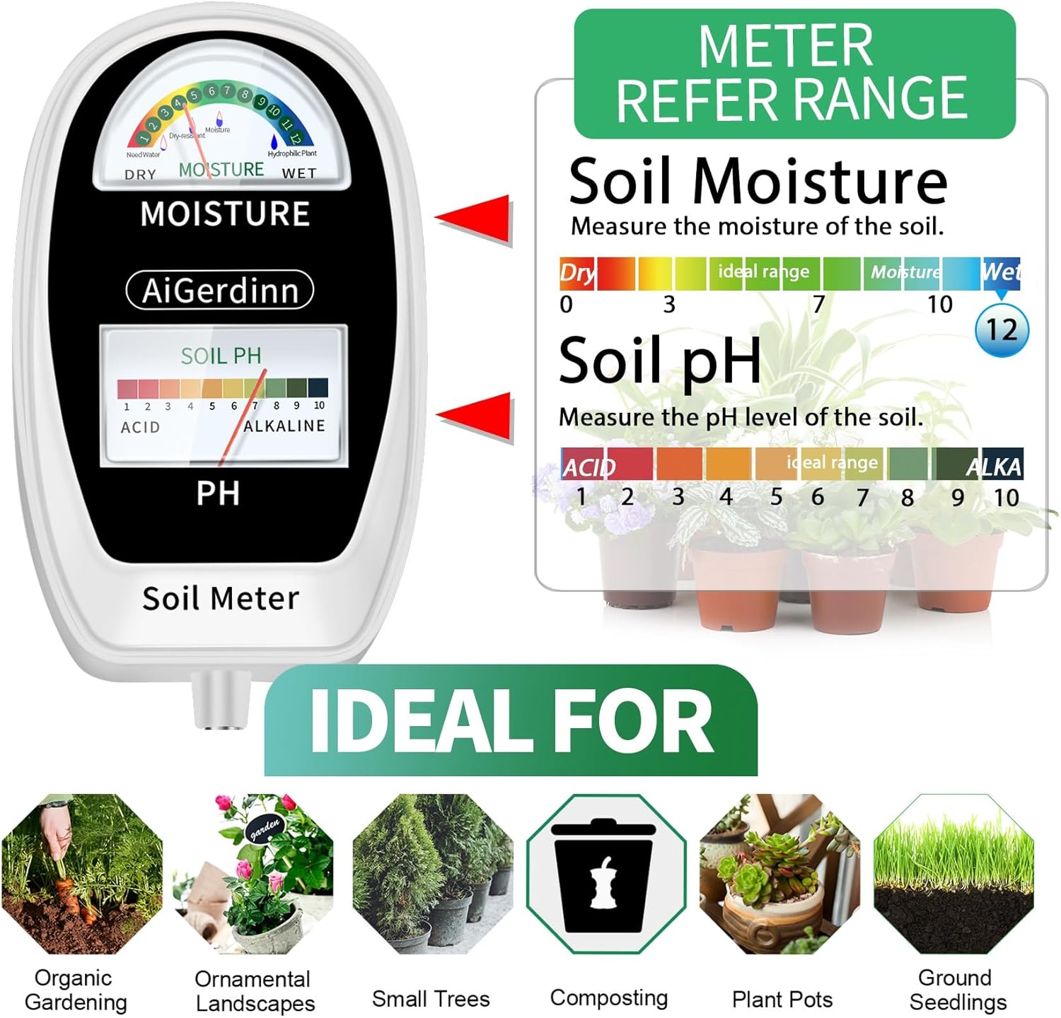 2-in-1 Soil Moisture & pH Mete - Ph Meter recensie en prijs