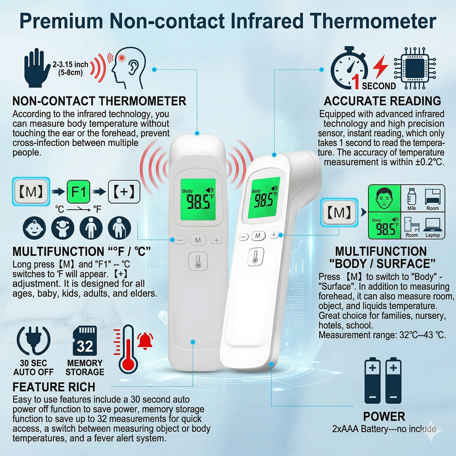 Handheld Baby Thermometer Infr - Digital Thermometer Infrared recensie en prijs