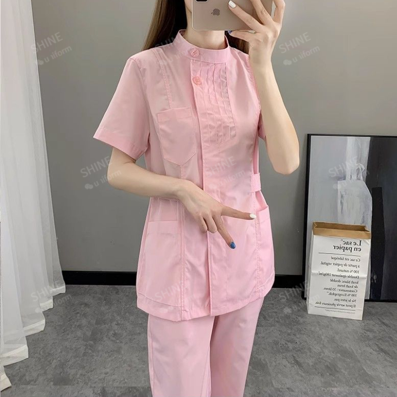 Pink Nurse Uniforms Short Slee - Medical Lab Logo recensie en prijs